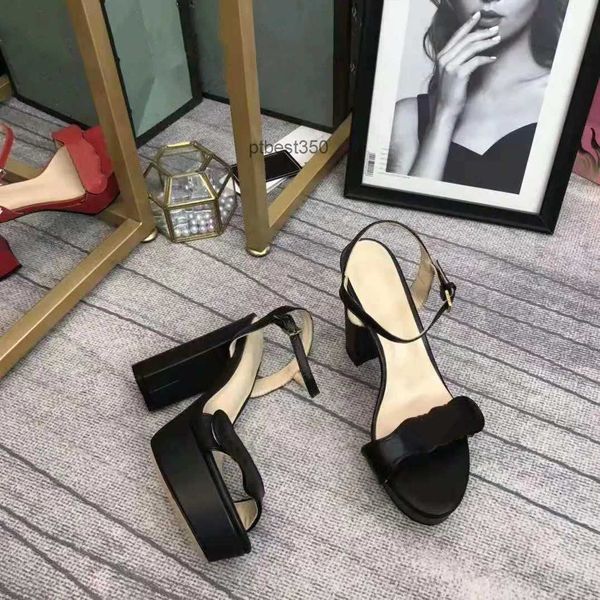 

heel ankle ggly gold-toned women sandal leather double sandals hardware designer strap platform black chunck pump shoes high-heel with box