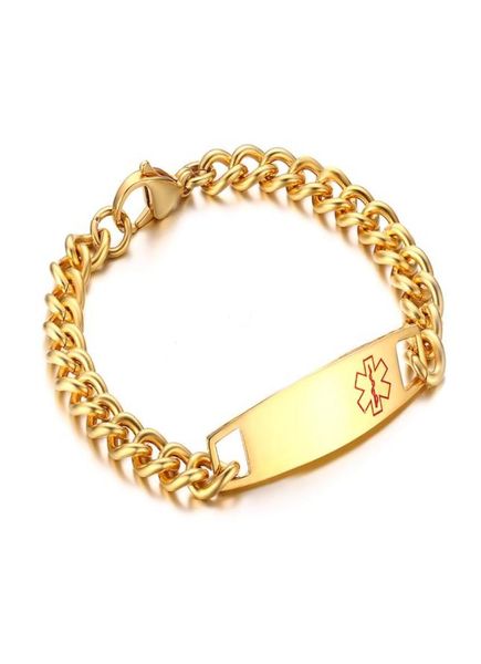 

engravingcustomized stainless steel medical alert id bracelet 85quot4565283, Black