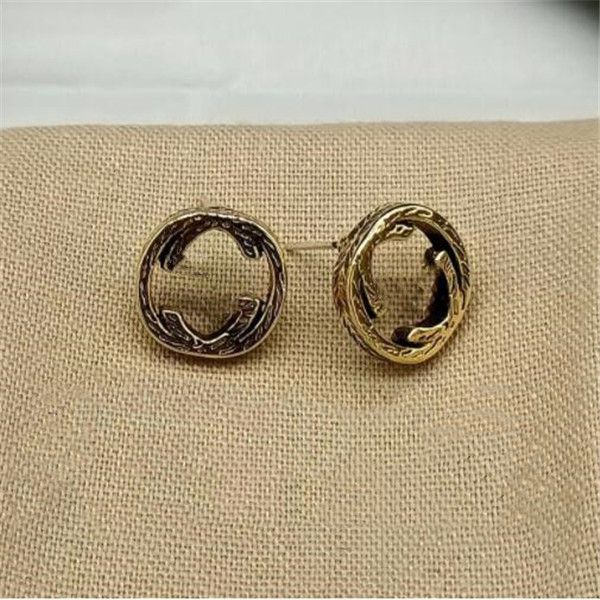 

vintage hollow letter stud women's gold silver earrings jewelry accessories fashion wedding gift for girls, Golden;silver