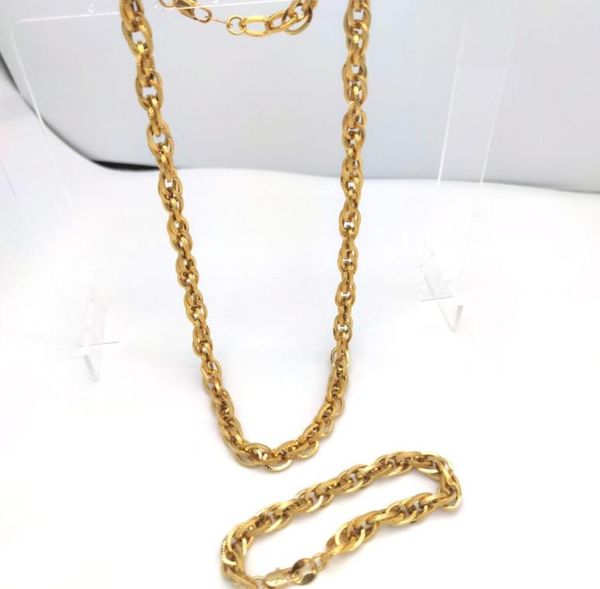 

vintage 9ct gold authentic tone large double loop links chain necklace 24inch bracelet 83inch jewellery kihei women men1050672, Silver