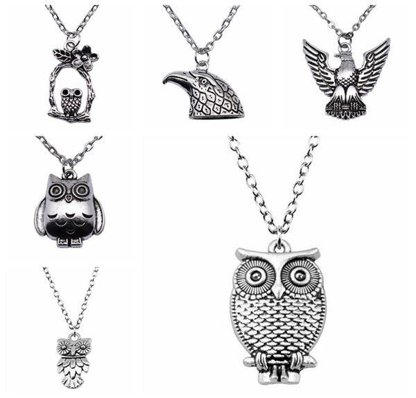 

school gifts 1pcs owl eagle pendant necklace women 435cm chains9279191, Silver