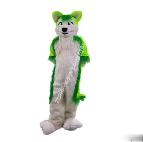 

white green wolf husky dog fursuit mascot costume cartoon anime theme character carnival adults size christmas birthday party outdoor outfit, Red;yellow