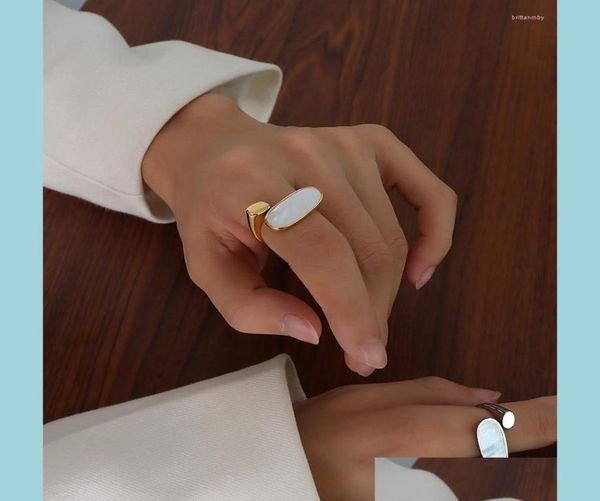 

cluster rings cluster rings titanium with 18k gold natural shell ring women stainess steel jewelry party t show gown runway rare k1042220, Golden;silver