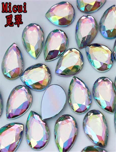 

micui 50100pcs 101413181825mm ab clear crystal drop acrylic rhinestones appliques flat back crystal stones crafts decoration5154555, Black