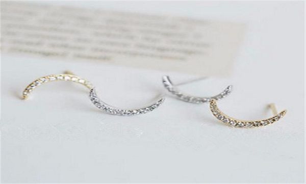 

fashionable moon stud earrings crescent earring for women 18 k gold plated silver whole5542223, Golden;silver