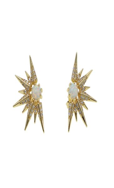 

fashion women north star big earring with opal stone paved wedding earring jewelry8248517, Golden;silver