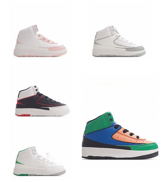 

2023 jumpman 2 kids sport shoes white multi-color crystal blue sneakers basketball shoes chicago og mid 2s lucky green multicolor cement gre, Black