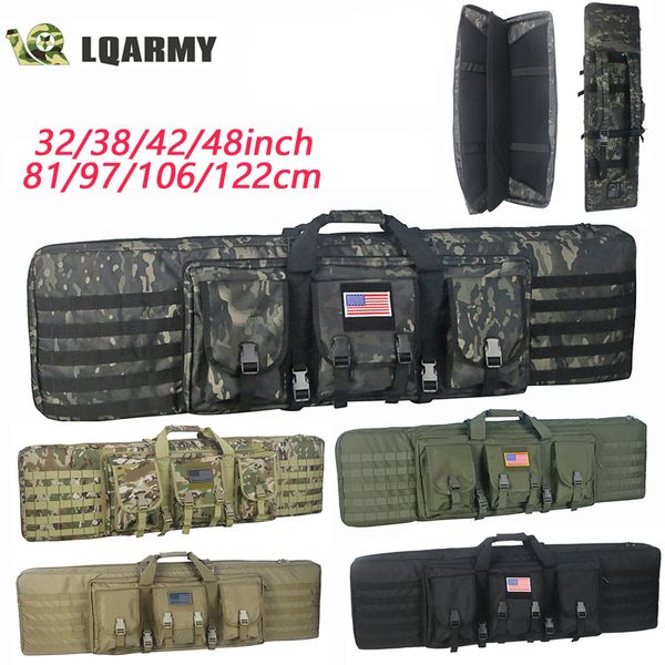 

outdoor bags 32 38 42 48 inch tactical double rifle case military molle gun bag sniper airsoft backpack hunting holster 230717