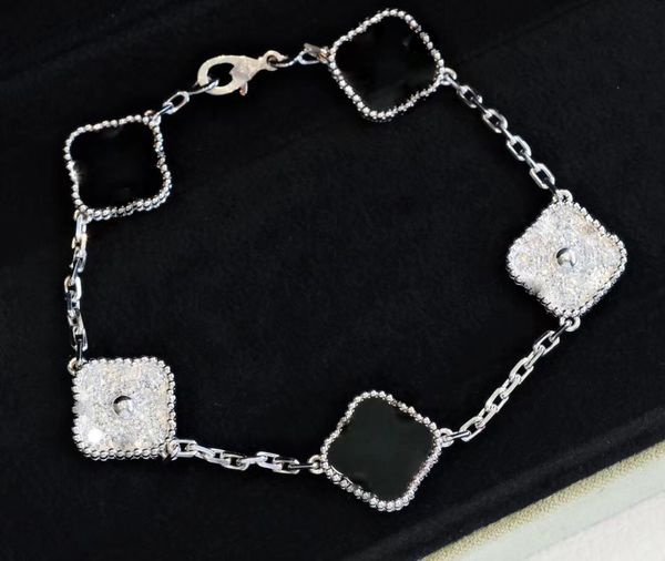 

four-leaf clover bracelet women single flower double-sided pendant red agate thick plated 18k rose gold white fritillaria mesh chain fashion, Golden;silver