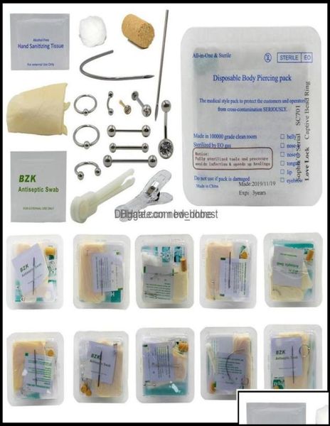 

nose rings studs body jewelry disposable piercing kit medical sterile pack for ear nipple belly navel septum piercer tool hine dro2061190, Silver