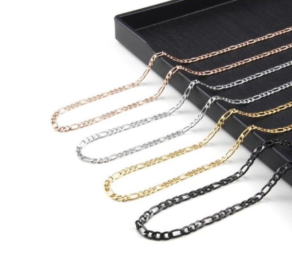 

chains stainless steel base curb cuban link chain necklace for women men figaro rose gold silver solid metal jewelry gifts fashion4844202
