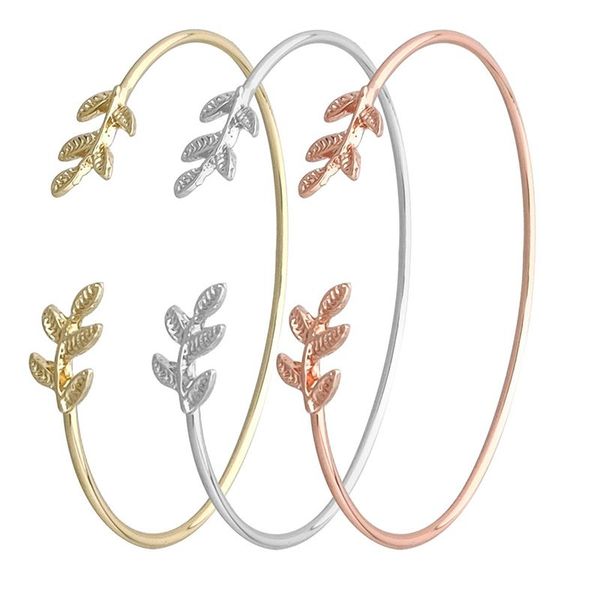 

bohemian leaf cuff bracelets for women punk personality open bangle cuff bracelet feminin tiny hand jewelry, Black