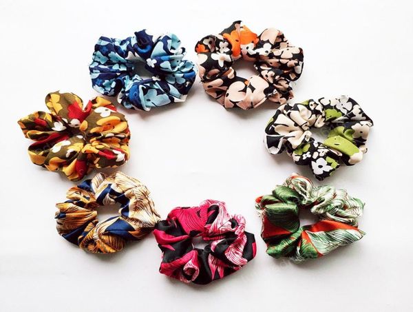 

chiffon scrunchies women new elastic hair bands floral scrunchie flower headband korean ponytail holder printed haar accessoires8563414, Pink
