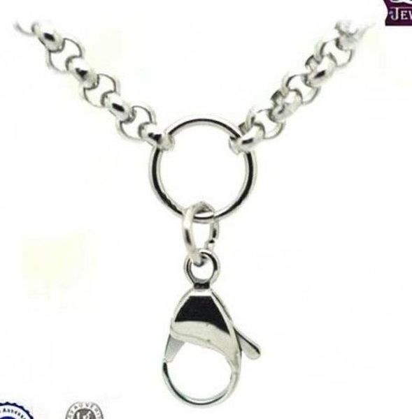 

316l stainless steel 24039039 rolo chain necklace two lobster 20mm or 40mm diameter for glass floating memory charm lock1854068, Silver