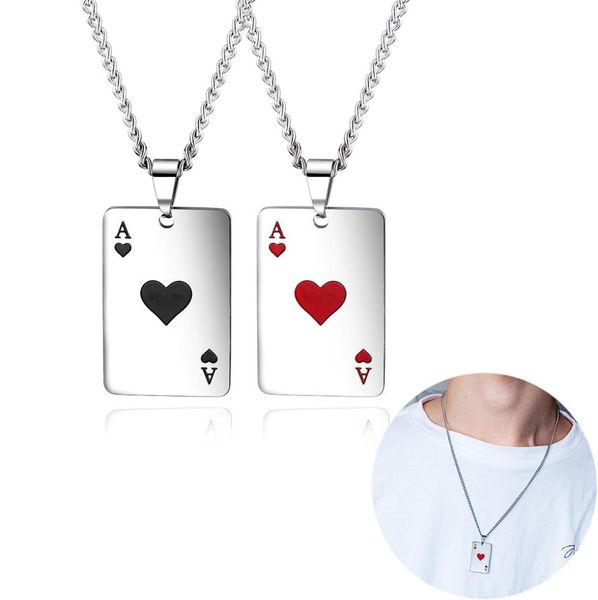

playing cards necklace stainless steel poker heart spade a pendant necklace engagement wedding statement necklaces romantic gift2953302, Silver