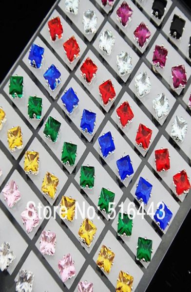 

promotion 144pcs mix cubic zirconia stainless steel fashion square stud earrings for womens mens whole jewelry lots a66050359044104993, Golden;silver
