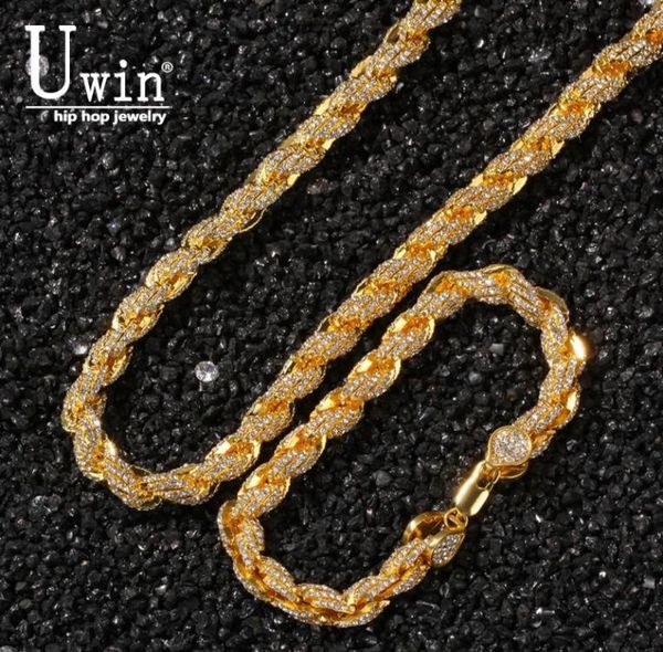 

uwin 9mm iece out rope chain necklaces bracelets full rhinestones bling biling fashion hiphop jewelry2080946, Silver