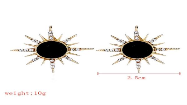 

smart stud vintage black bohemian with rhinestone alloy sun earring for woman and girl6572347, Golden;silver