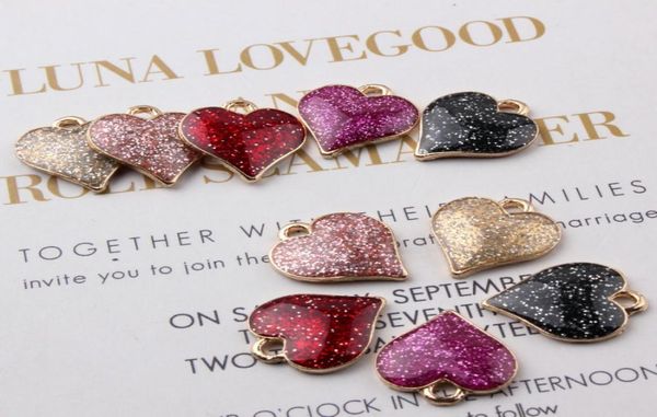 

100pcs 1517mm heart charms enamel pendants diy jewelry accessories in gold metal craft supplies jewelry findings3684432, Bronze;silver