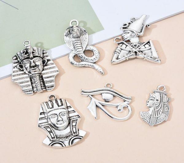 

10pcslot of alloy tibetan silver ancient egyptian pharaoh horus series charms pendant for diy necklace jewelry accessories7537831
