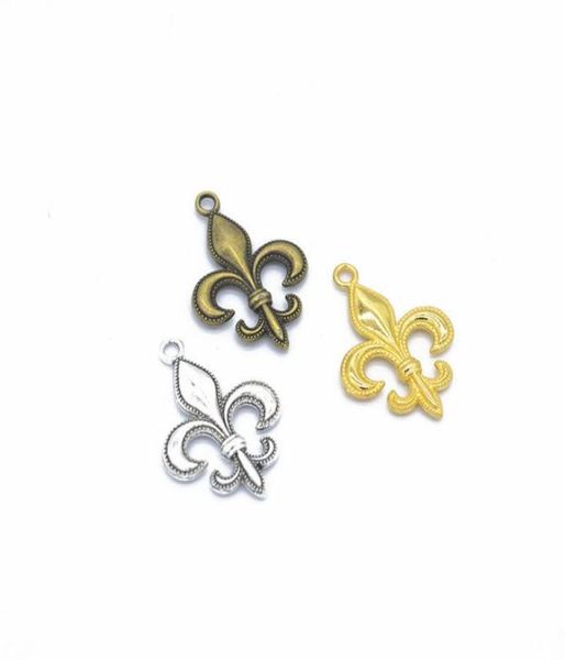 

200pcslot fleur de lis charms pendant antique silver antique bronze gold colors 2920mm good for craft1688866, Bronze;silver