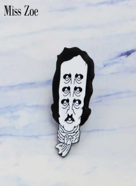 

miss zoe edgar allan poe emaille pins bloem grappig figuur broche gift schrijver pictogram badge denim jeans revers pin kleding ca7446185, Gray