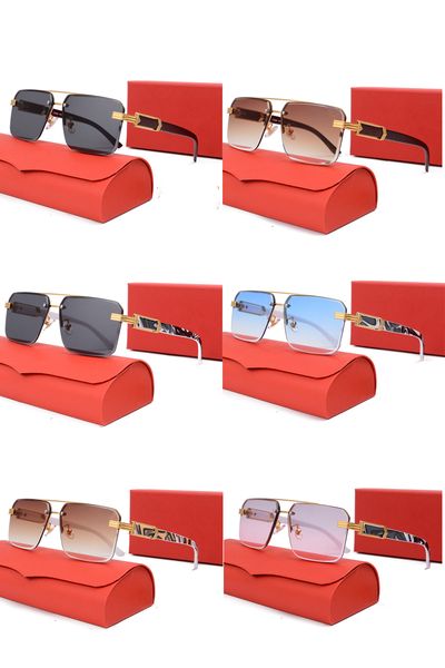 

man carti glasses designer rimless sunglasses men women fashion frameless rectangle coating buffalo horn sunglass uv400 eyeglass wooden mens, White;black