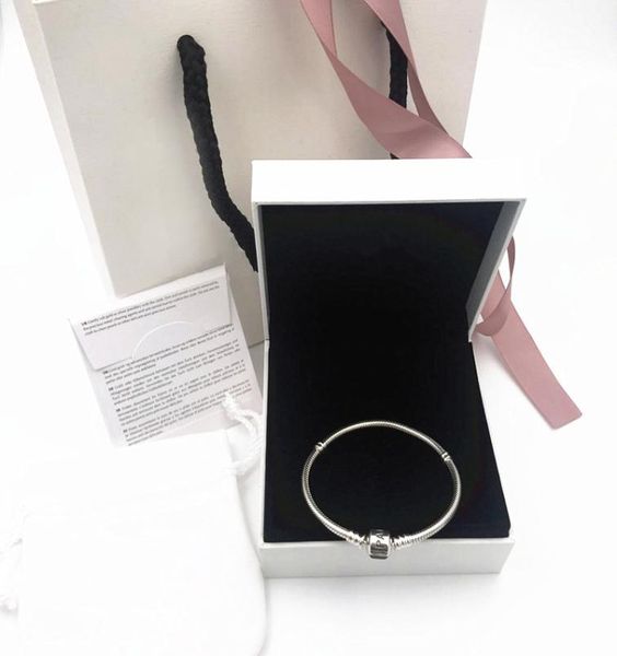 

lwholeslae authentic 925 sterling silver chain fit bracelet diy european beads jewelry real silver bracelet with original box2726616, Black