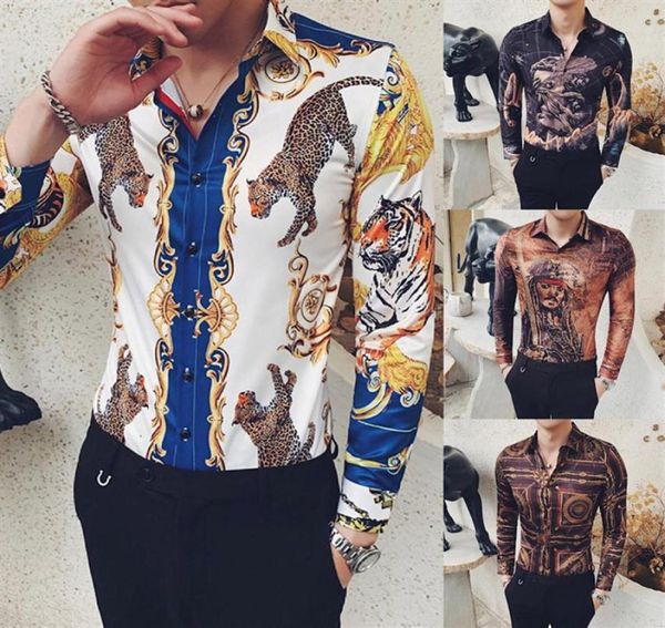 

2019 brand clothing shirt men camisa masculina long sleeve four slim fit casual shirts summer brand new mens club social 22823776925, White;black