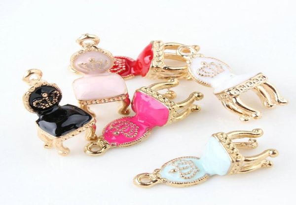 

bulk 100pcs 1026mmenamel chair charms pendant furniture charm jewelry supplies red black pink blue whiterose red1294384, Bronze;silver