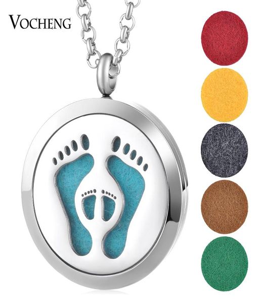 

30mm perfume locket diffuser necklace baby footprint pendant 316l stainless steel magnetic without felt pads va4819540155, Silver