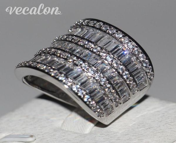 

vecalon big ring women jewelry full princess cut simulated diamond cz 925 sterling silver engagement wedding band ring for women7249777, Slivery;golden