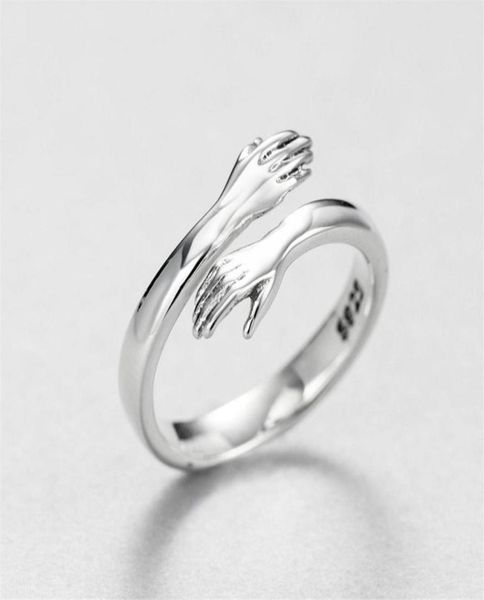 

s2032 fashion jewelry romantic love embrace ring ajustable hug ring7758355, Silver