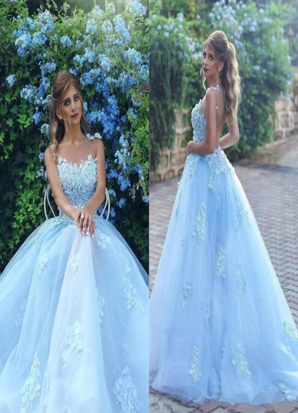 

see through back prom dresses with lace applique sheer neck pageant party evening gowns a line bride dress8315642, Black