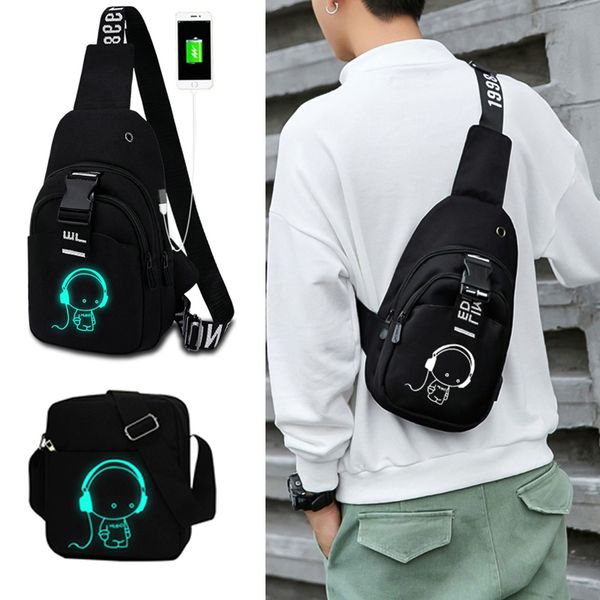 

waist bags usb chest fanny pack for women belt bag light reflective crossbody shoulder messenger side party man pouch 230717