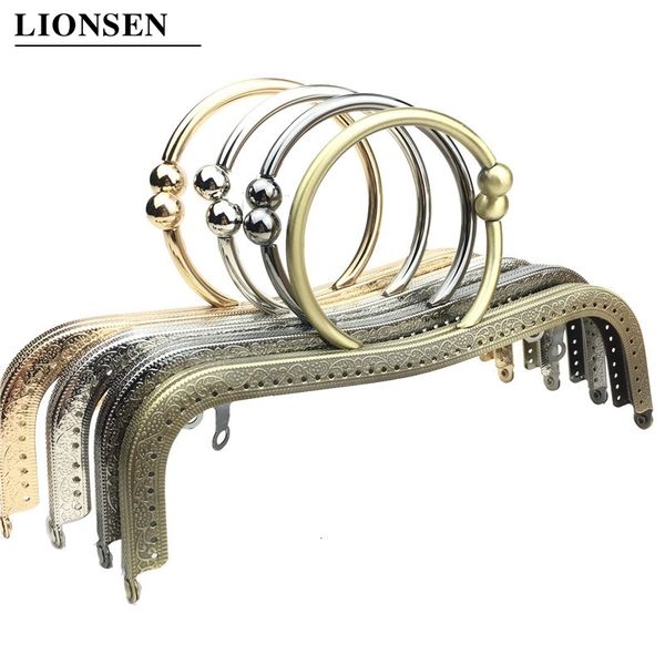 

bag parts accessories lionsen 2pcs 22cm metal purse frame kiss clasp lock ring handle m shape for diy accessory 230717, Black