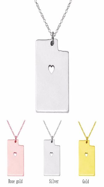 

utah state map pendant necklace charm pendant necklaces with a heart statement necklace jewelry 3 colors4016188, Silver