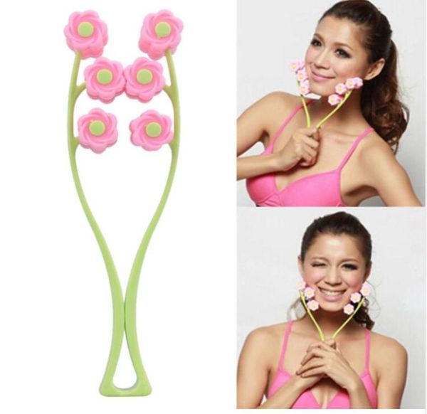 

portable facial massager roller flower shape elastic anti wrinkle facelift slimming face face shaper relaxation beauty tools1061170
