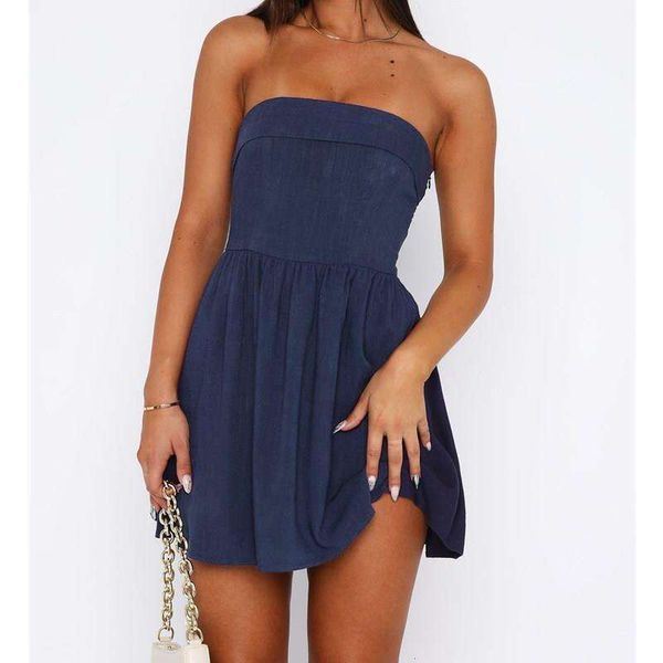 

ins summer tube dress short skirt women sleeveless large swing, Black;gray