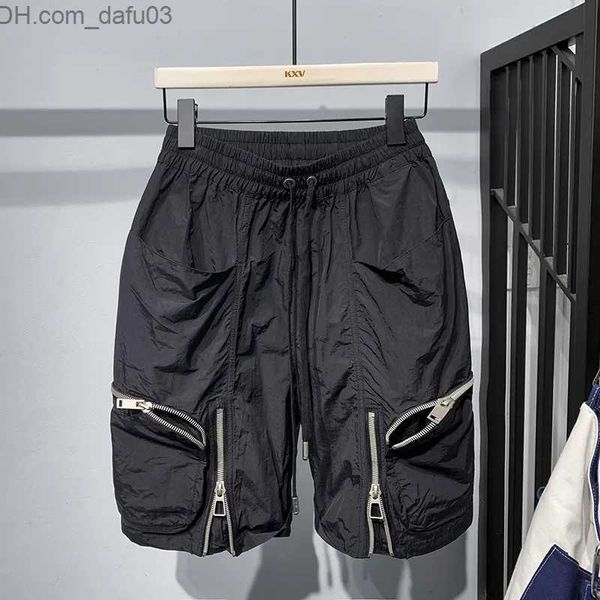 

men's shorts men's pants summer casual shorts men's drawstring overalls all match zipper korean bag pants trend fashion short, White;black