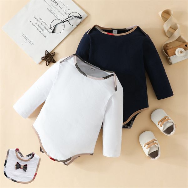 

spring autumn baby boys girls rompers designer plaid long sleeve infant jumpsuit cute lattice newborn cotton casual onesie s2169, Blue