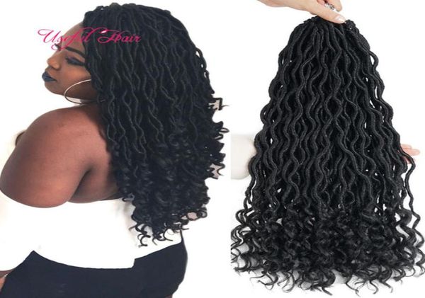 

ombre color goddess locs hair marley braiding hair extensions 18inch crochet braids half wave half curly bohemian locks for women 6740091, Black