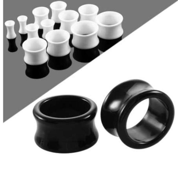 

pair acrylic blackwhite hollow ear tunnel plugs piercing double flared earring gauges piercings 3mm20mm for jewelry9971096, Silver