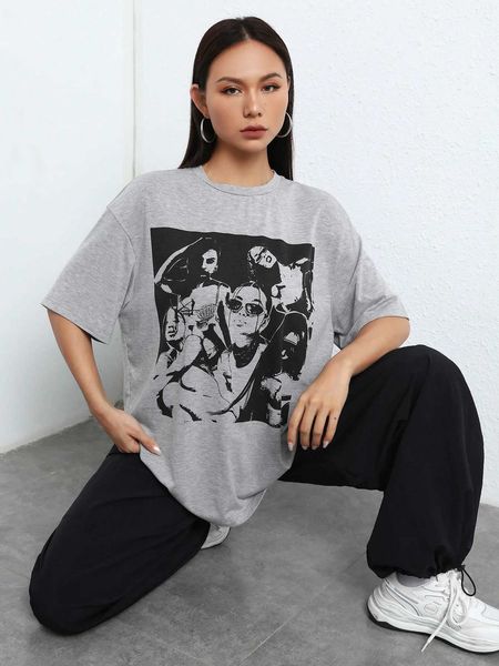 

women's fashion t-shirt figure graphic shoulder, White
