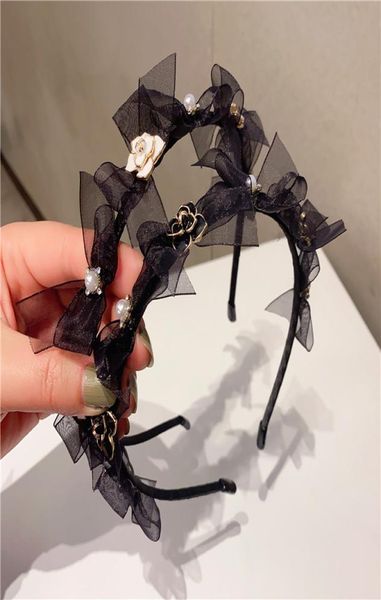 

night club party women headbands fashion black mesh flower hair band personality bow knot lady hairband6060998, Silver