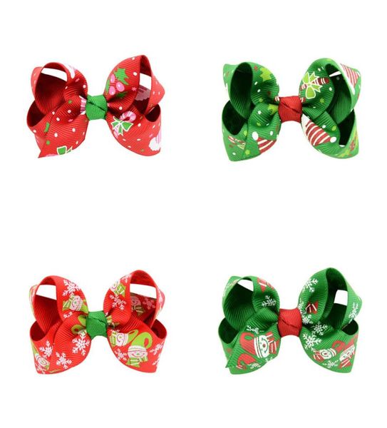 

baby girls hair clips 12 colors bow printed christmas hairs bows girls hair bows baby headbands girls barrettes 077357607, Slivery;white