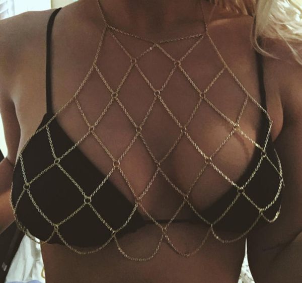 

bikini body chain harness bohemian jewelry breast bra maxi necklace women accessories bijoux femme6028909, Silver