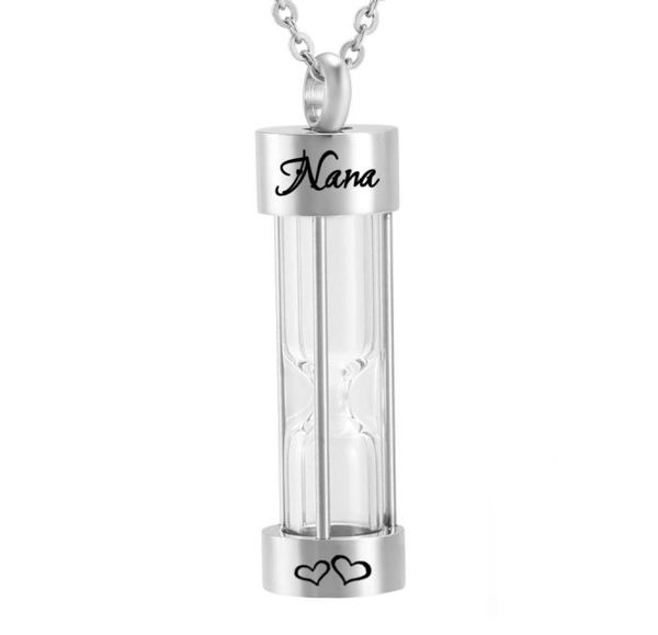 

hourglass keepsake memorial urn necklace stainless steel cremation remembrance jewelry pendant for menwomen3590025, Silver