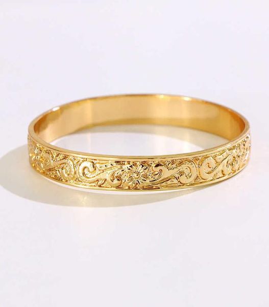 

say hello inner diameter 6789cm polynesian hawaiian style gold color flower men woman around bracelet bangle gjz3326 q07173962021, Black