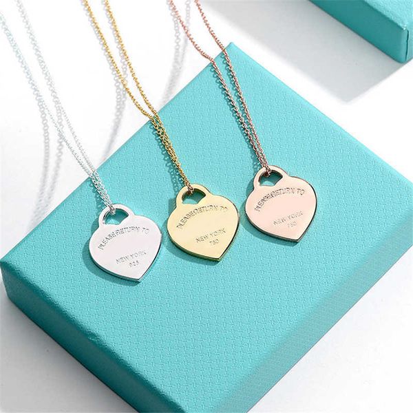 

high version 925 sterling silver swde large love pendant rose gold necklace women's clavicle chain thin tiffay fashionable simple atmos